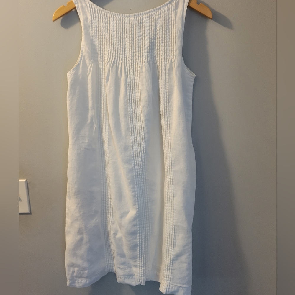 GAP White Sleeveless Pintuck Cotton Shift Dress - Picture 10 of 14